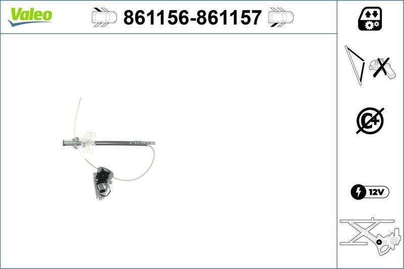 VALEO 861157 Fensterheber Nur Mechanismus RR Toyota