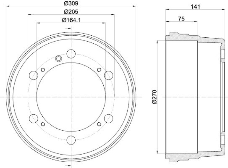 HELLA 8DT 355 301-661 Bremstrommel f&uuml;r VW