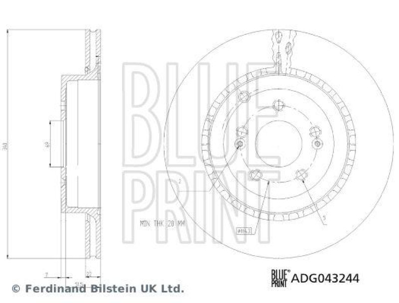 BLUE PRINT ADG043244 Bremsscheibe f&uuml;r KIA