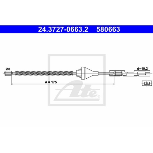 ATE 24.3727-0663.2 Bremsseil f&uuml;r FORD FOCUS I (98-04)MAZDA 2 (03-07)