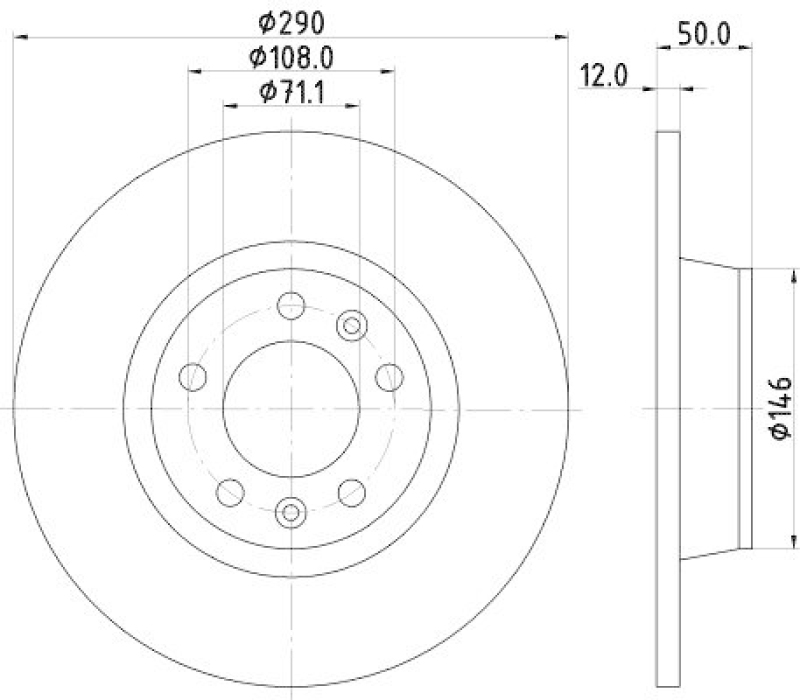 HELLA 8DD 355 116-171 Bremsscheibe f&uuml;r PEUGEOT 407 Coupe (6C)