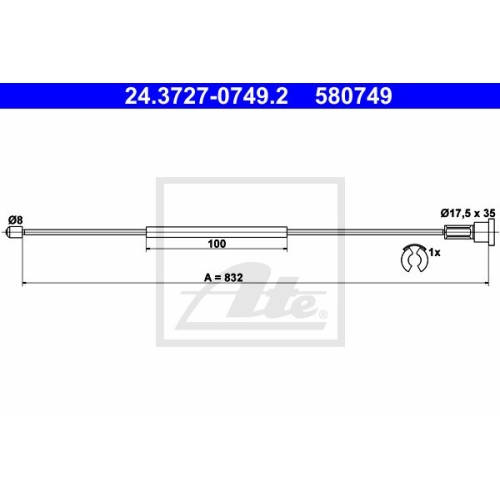 ATE 24.3727-0749.2 Bremsseil f&uuml;r OPEL Corsa C
