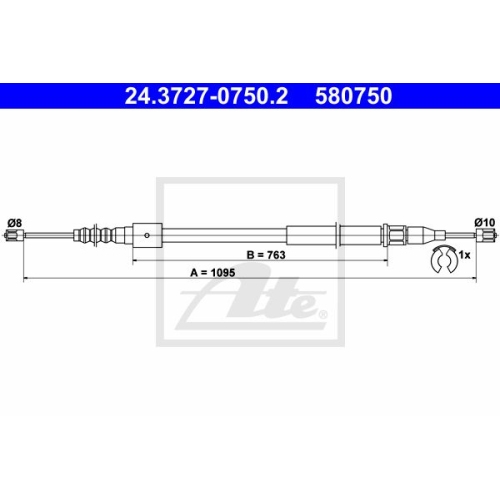 ATE 24.3727-0750.2 Bremsseil f&uuml;r OPEL Corsa C