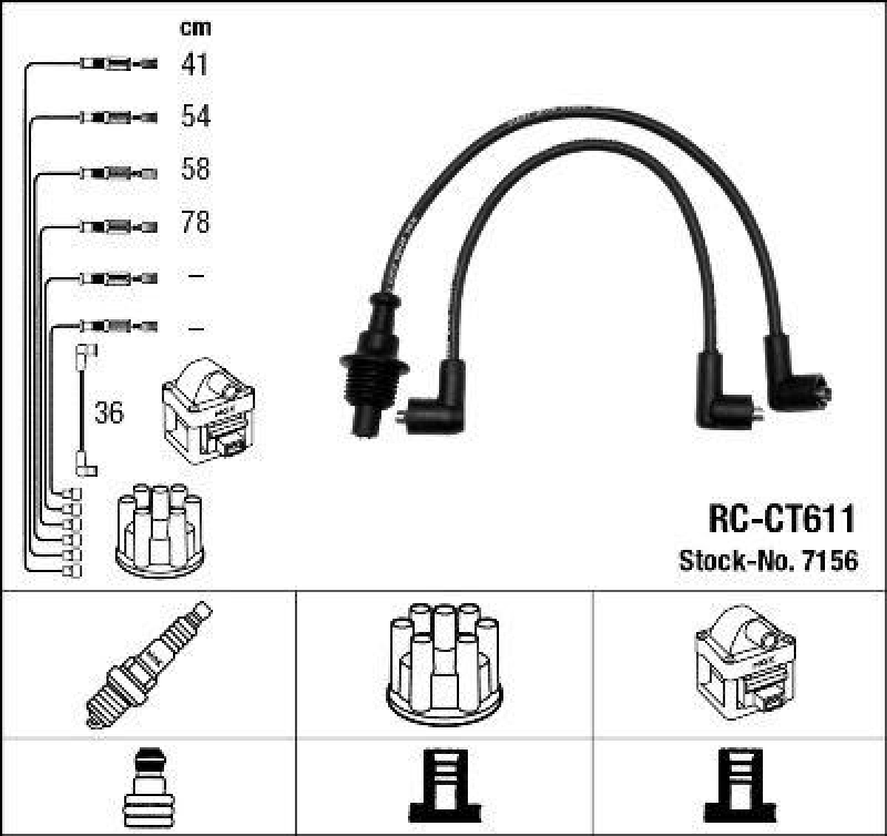 NGK 7156 Z&uuml;ndleitungssatz RC-CT611 |Z&uuml;ndkabel