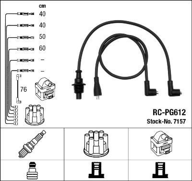 NGK 7157 Z&uuml;ndleitungssatz RC-PG612 |Z&uuml;ndkabel