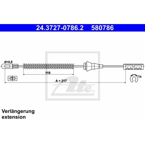 ATE 24.3727-0786.2 Bremsseil f&uuml;r OPEL CORSA C / TIGRA TWIN TOP