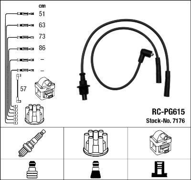 NGK 7176 Z&uuml;ndleitungssatz RC-PG615 |Z&uuml;ndkabel