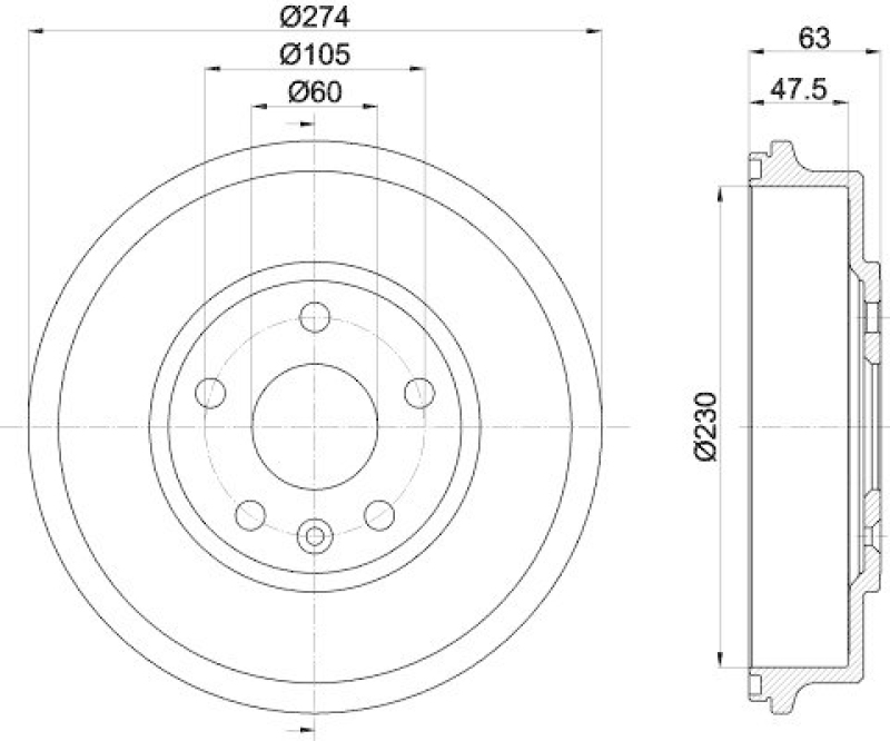 HELLA 8DT 355 302-601 Bremstrommel f&uuml;r CHEVROLET