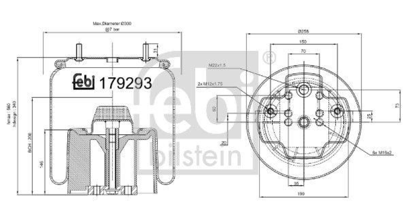 FEBI BILSTEIN 179293 Luftfederbalg mit Kunststoffkolben
