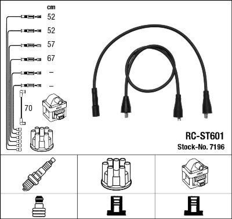 NGK 7196 Z&uuml;ndleitungssatz RC-ST601 |Z&uuml;ndkabel