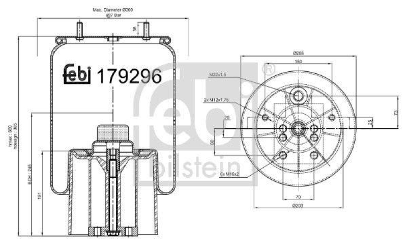 FEBI BILSTEIN 179296 Luftfederbalg mit Kunststoffkolben