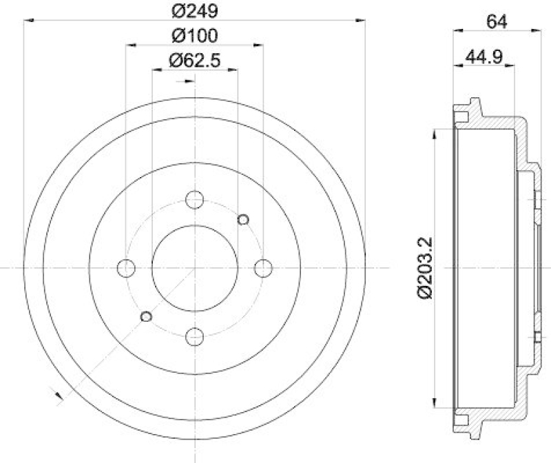 HELLA 8DT 355 302-691 Bremstrommel f&uuml;r HYUNDAI