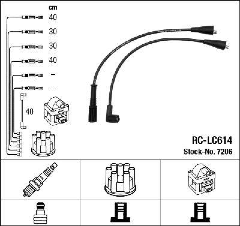 NGK 7206 Z&uuml;ndleitungssatz RC-LC614 |Z&uuml;ndkabel