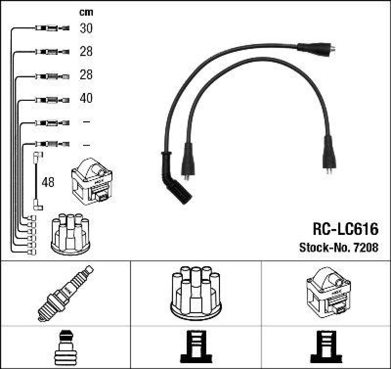NGK 7208 Z&uuml;ndleitungssatz RC-LC616 |Z&uuml;ndkabel