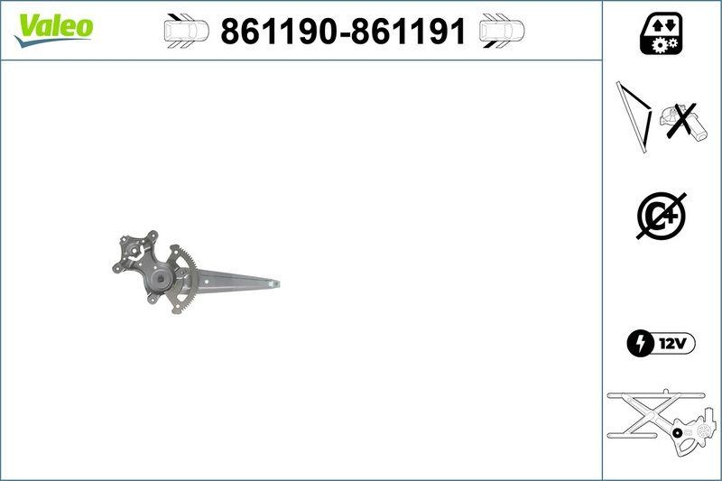 VALEO 861190 Fensterheber Nur Mechanismus RL Honda