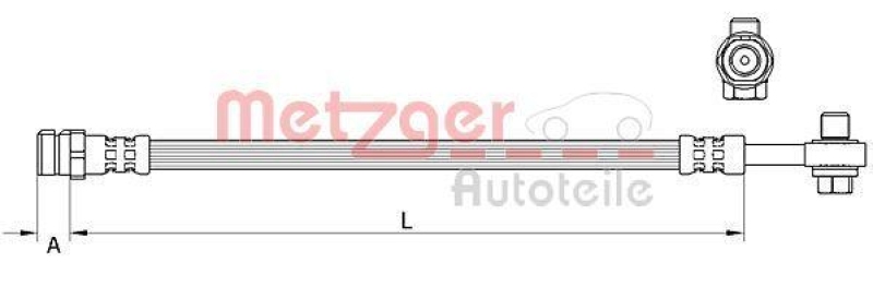 METZGER 4111477 Bremsschlauch f&uuml;r AUDI/SEAT/SKODA/VW HA links/rechts
