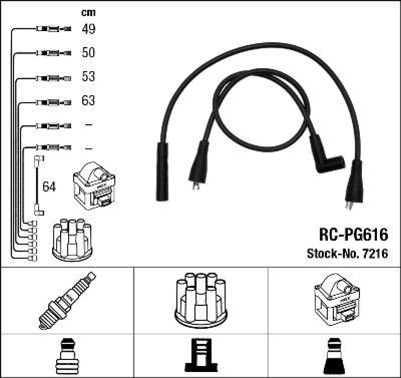 NGK 7216 Z&uuml;ndleitungssatz RC-PG616 |Z&uuml;ndkabel