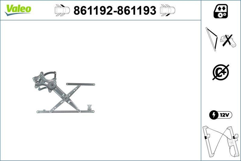VALEO 861192 Fensterheber Nur Mechanismus FL Mitsub