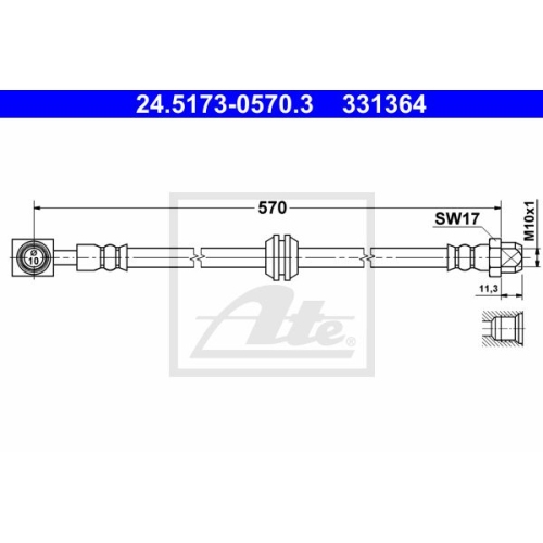 ATE 24.5173-0570.3 Bremsschlauch f&uuml;r MINI R50 / R53 (00-06)MINI R52 Cabrio (04-08)