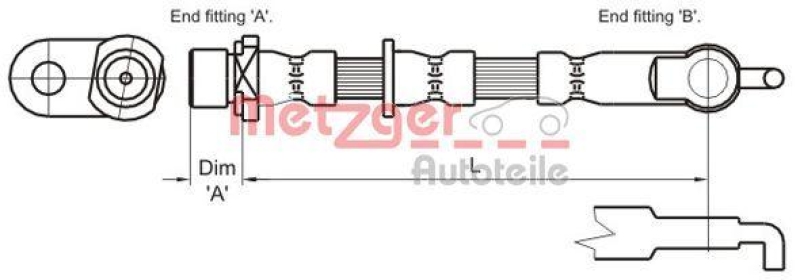 METZGER 4110007 Bremsschlauch f&uuml;r TOYOTA VA rechts