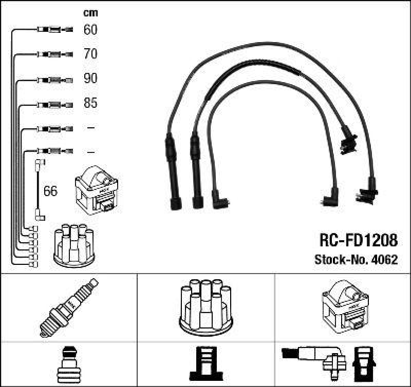 NGK 4062 Z&uuml;ndleitungssatz RC-FD1208 |Z&uuml;ndkabel