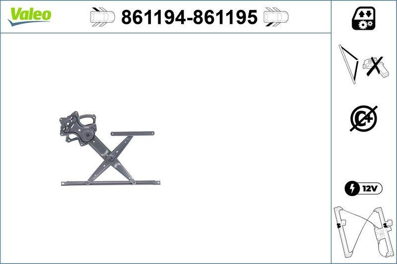 VALEO 861195 Fensterheber Nur Mechanismus RR Mitsub