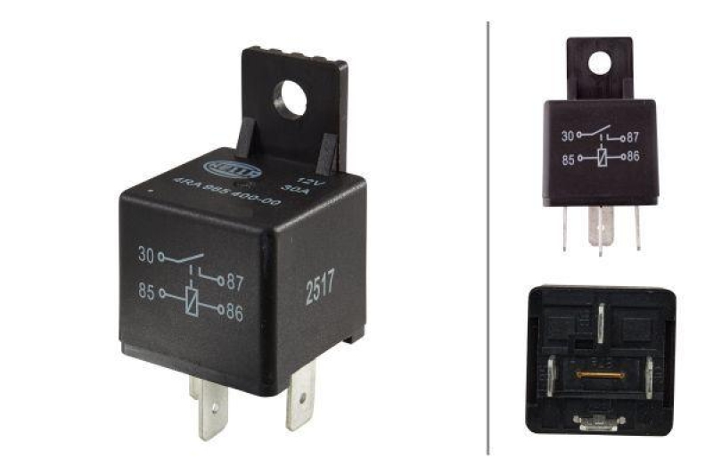 HELLA 4RA 965 400-001 ARBEITSSTROMRELAIS 12V Schliesser, Mini, 4-polig