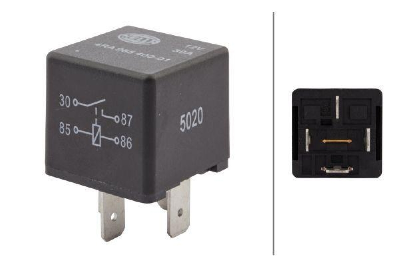 HELLA 4RA 965 400-017 Relais, Arbeitsstrom 12V Schliesser, Mini, 4-polig