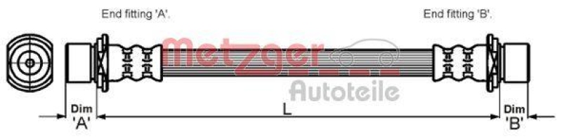METZGER 4110023 Bremsschlauch f&uuml;r TOYOTA HA links/rechts