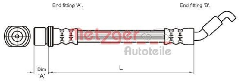 METZGER 4110027 Bremsschlauch f&uuml;r TOYOTA HA links/rechts