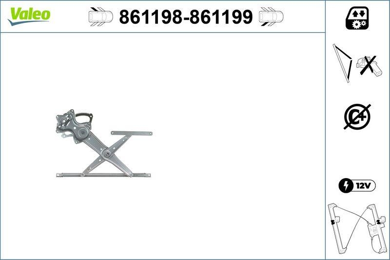 VALEO 861198 Fensterheber Nur Mechanismus RL Hyundai