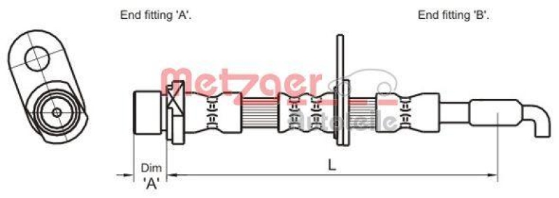 METZGER 4110029 Bremsschlauch f&uuml;r TOYOTA VA rechts
