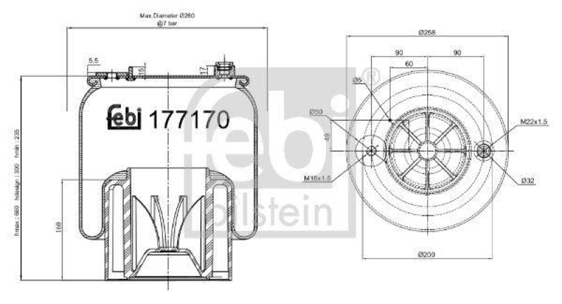 FEBI BILSTEIN 177170 Luftfederbalg mit Kunststoffkolben für Mercedes-Benz