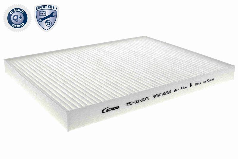 ACKOJA A53-30-0009 Filter, Innenraumluft 230x180x20 mm, Textilrahmen für KIA