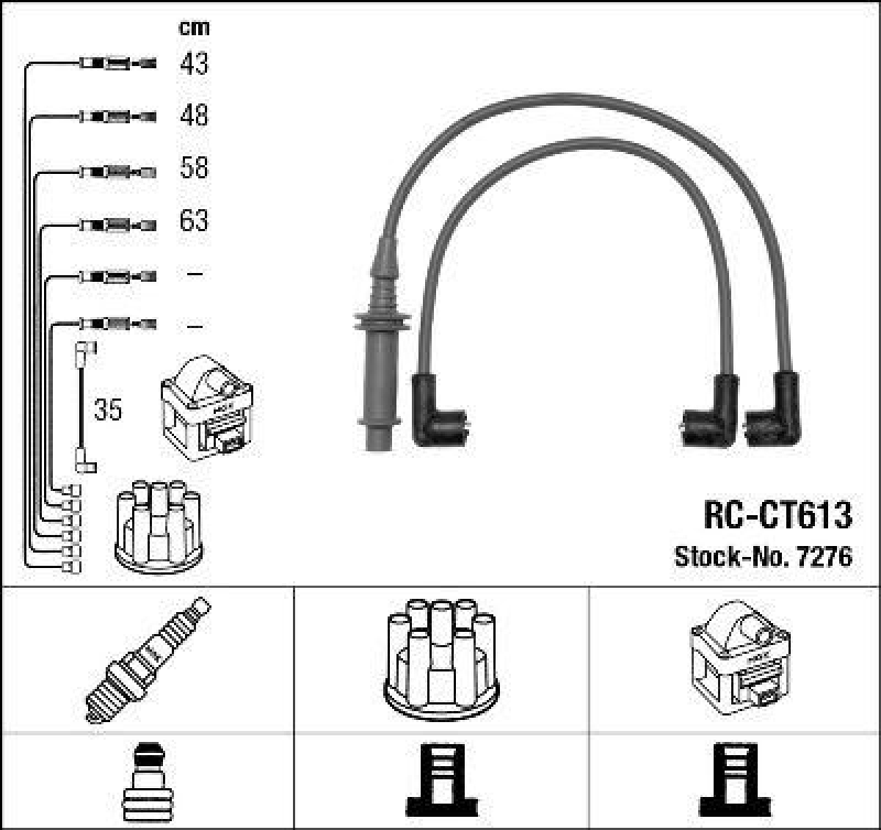 NGK 7276 Z&uuml;ndleitungssatz RC-CT613 |Z&uuml;ndkabel