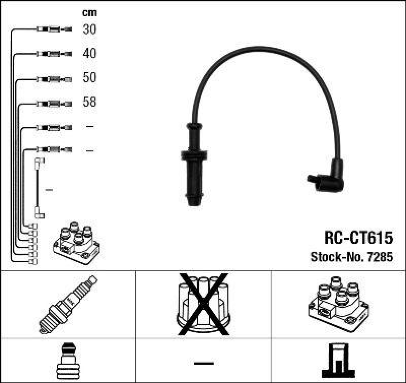 NGK 7285 Z&uuml;ndleitungssatz RC-CT615 |Z&uuml;ndkabel