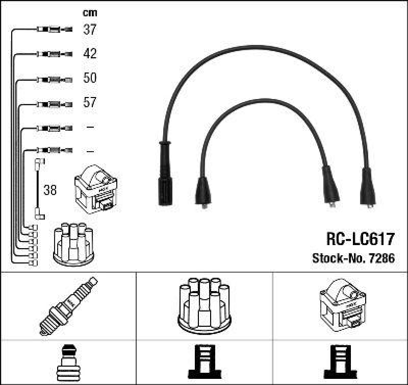 NGK 7286 Z&uuml;ndleitungssatz RC-LC617 |Z&uuml;ndkabel