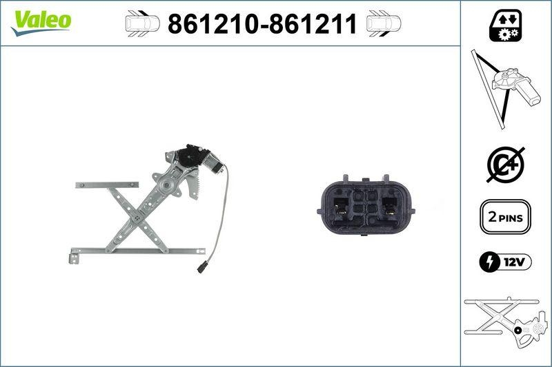 VALEO 861210 Fensterhebersystem ohneKomfort FL