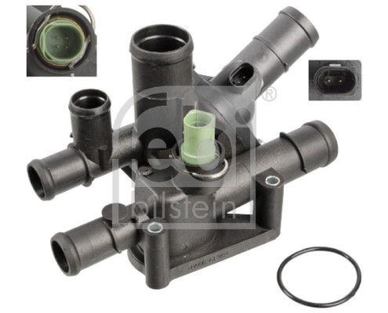 FEBI BILSTEIN 108008 Thermostat mit Geh&auml;use, Dichtung und Temperatursensor f&uuml;r VW-Audi