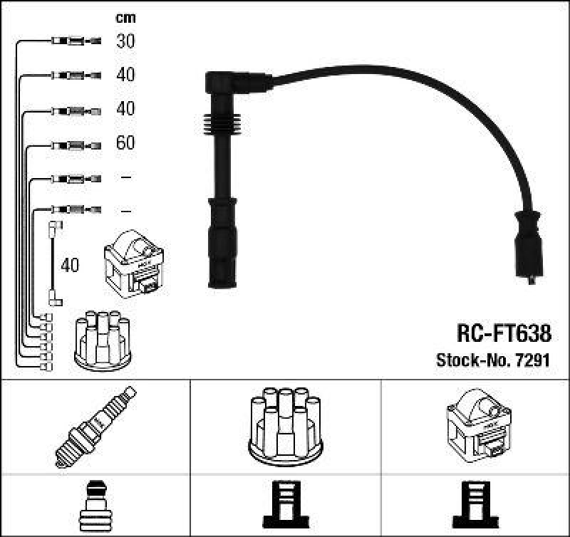 NGK 7291 Z&uuml;ndleitungssatz RC-FT638 |Z&uuml;ndkabel