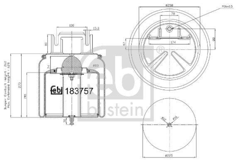 FEBI BILSTEIN 183757 Luftfederbalg mit Stahlkolben und Kolbenstange für Volvo