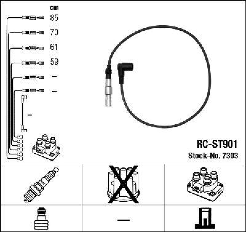 NGK 7303 Z&uuml;ndleitungssatz RC-ST901 |Z&uuml;ndkabel
