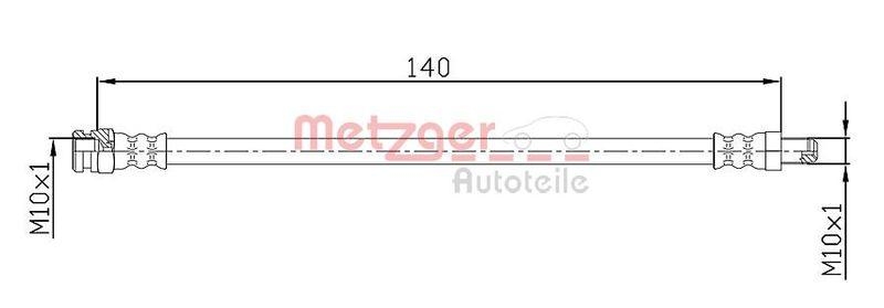 METZGER 4110106 Bremsschlauch f&uuml;r FIAT/OPEL HA links/rechts