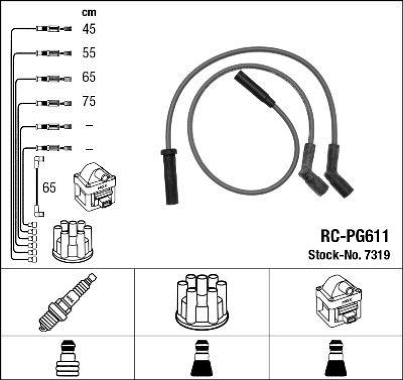 NGK 7319 Z&uuml;ndleitungssatz RC-PG611 |Z&uuml;ndkabel