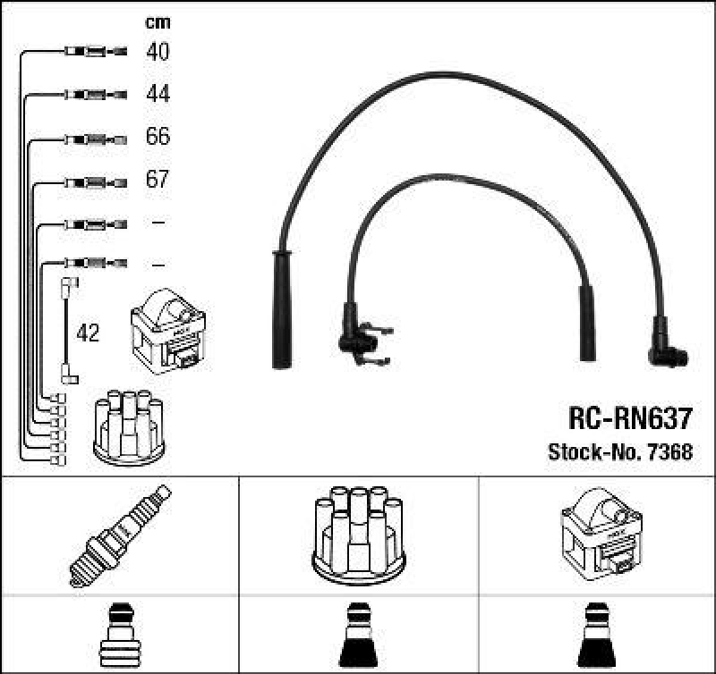 NGK 7368 Z&uuml;ndleitungssatz RC-RN637 |Z&uuml;ndkabel