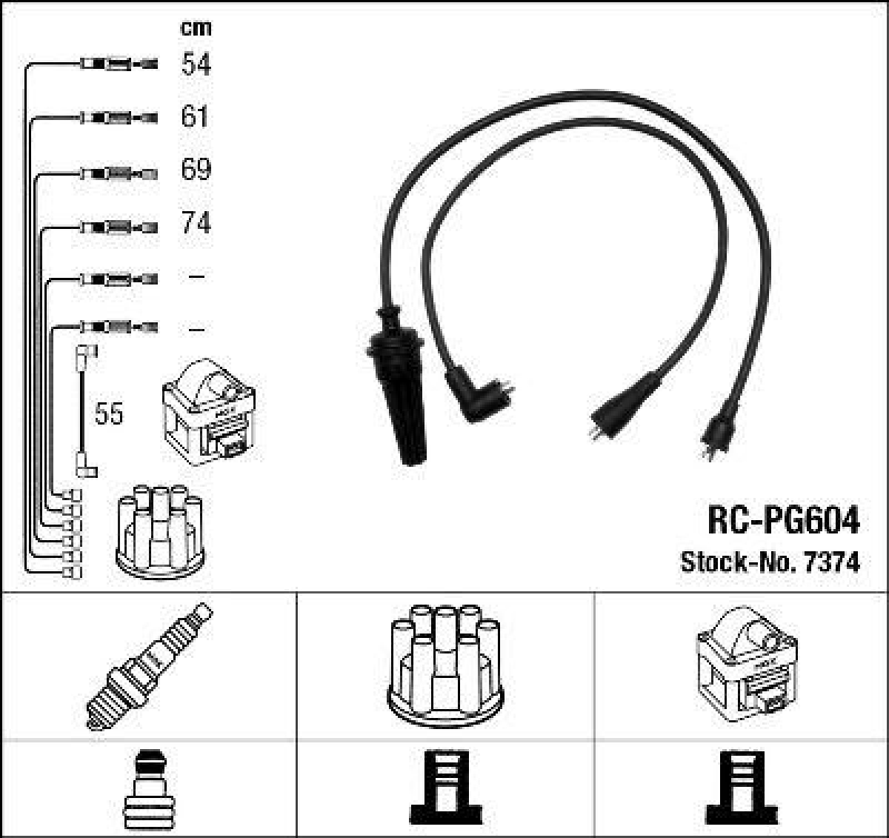 NGK 7374 Z&uuml;ndleitungssatz RC-PG604 |Z&uuml;ndkabel