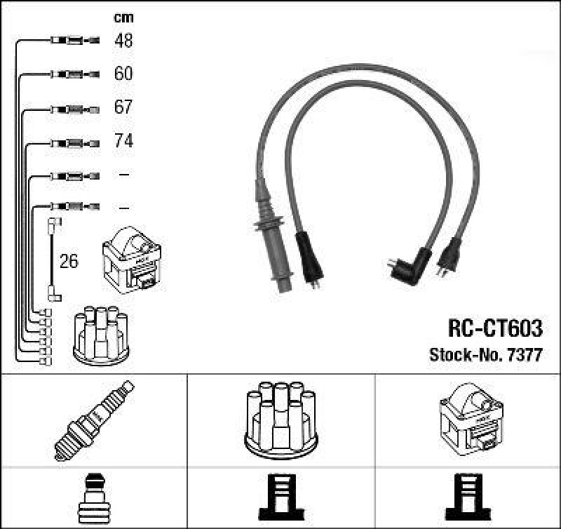 NGK 7377 Z&uuml;ndleitungssatz RC-CT603 |Z&uuml;ndkabel