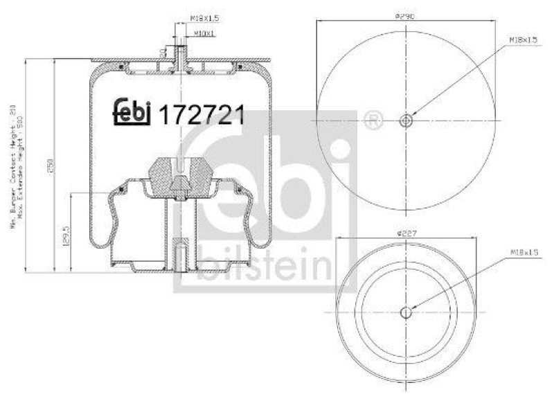 FEBI BILSTEIN 172721 Luftfederbalg mit Stahlkolben für Fahrzeugbau
