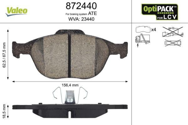 VALEO 872440 LCV Bremsbelagsatz