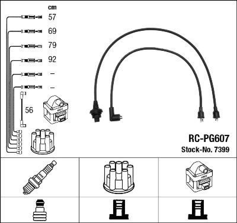 NGK 7399 Z&uuml;ndleitungssatz RC-PG607 |Z&uuml;ndkabel